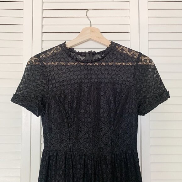 Vero Moda Black Muriel Lace Overlay Midi Dress XS​​​​​​​​​​​​​​​​​​​​​​​​​​​ - Picture 3 of 10